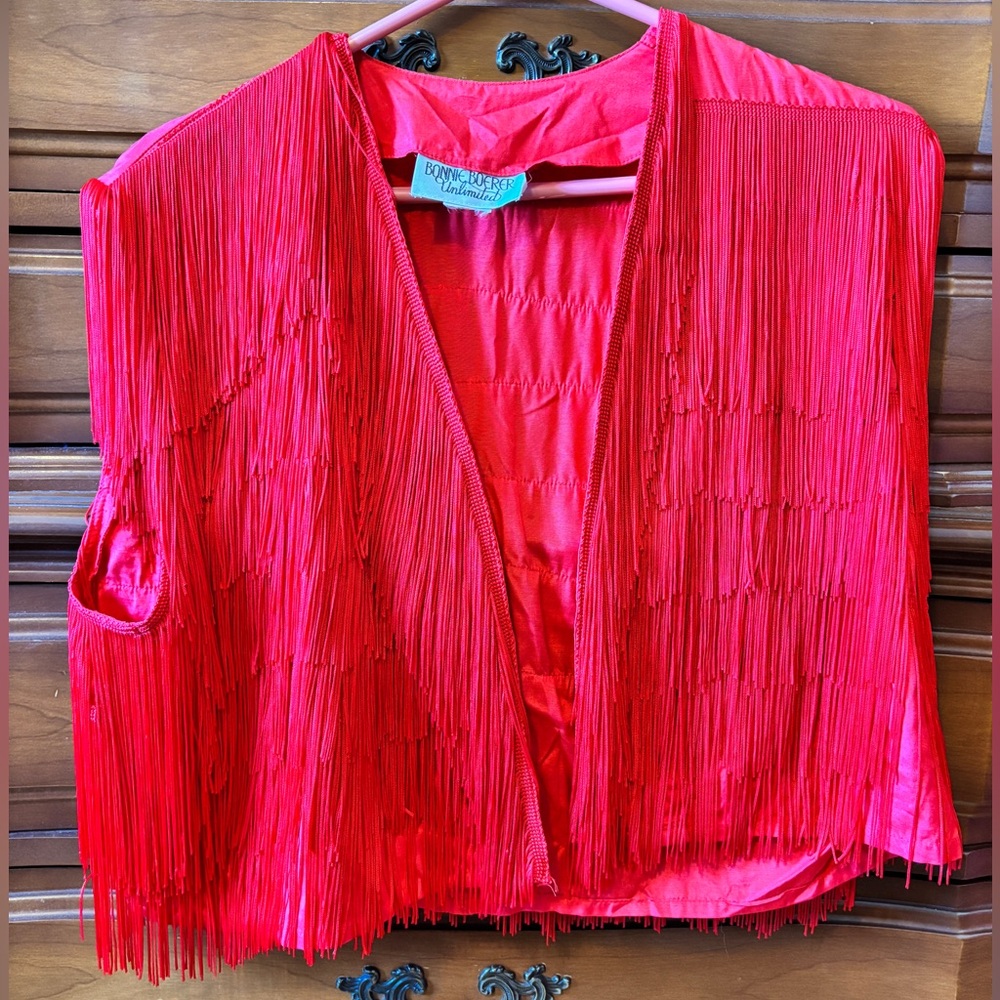 VINTAGE red fringe vest 💃 Bonnie Boerer Unlimited
